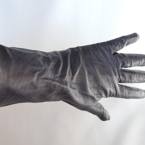 Vintage Long Dark Navy Blue Leather Dress Gloves Evening Gloves Evening Wear Formal Gloves Driving Gloves