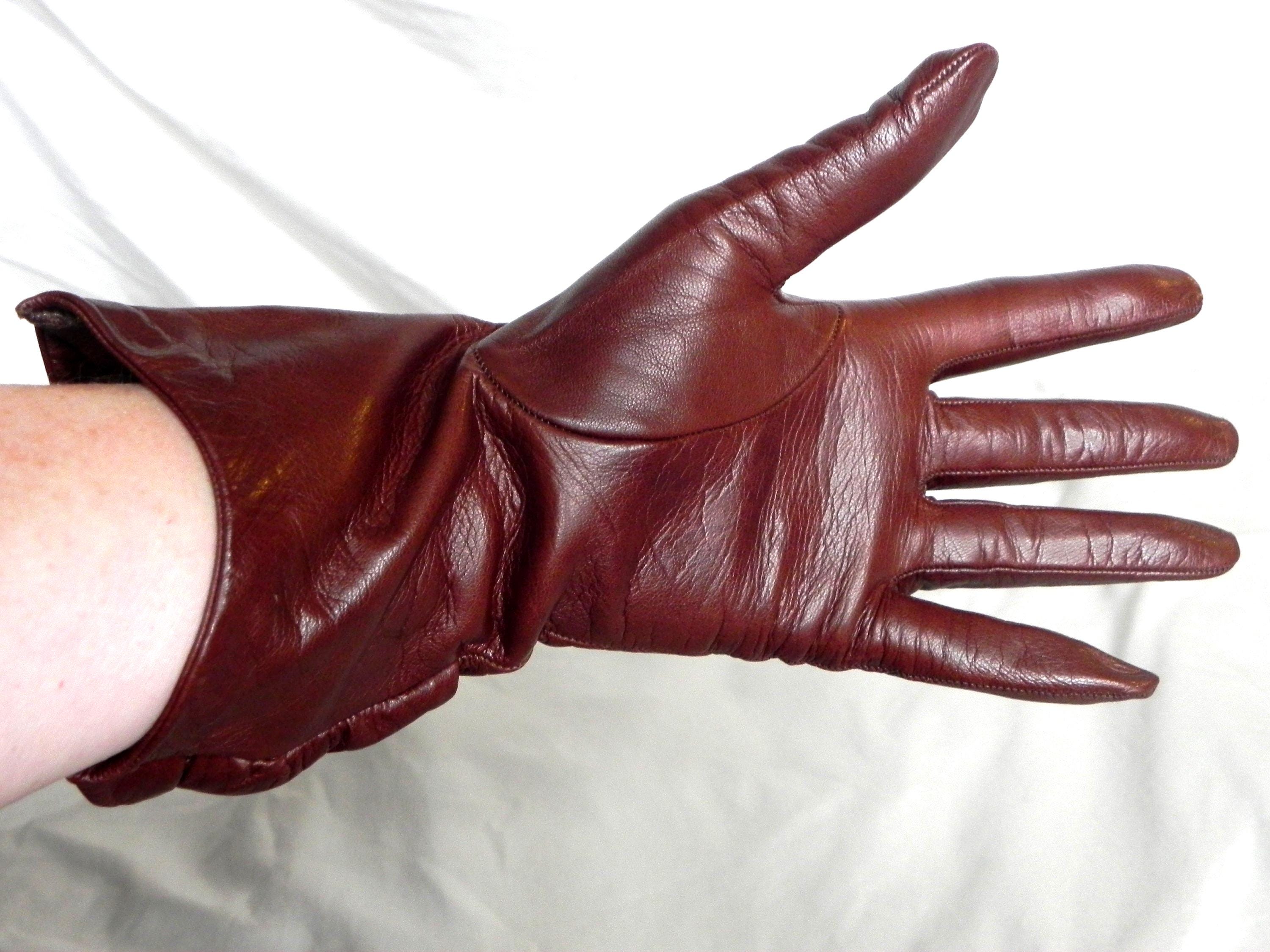 イヴ・サンローラン YSL ブラウンレザードライビンググローブ