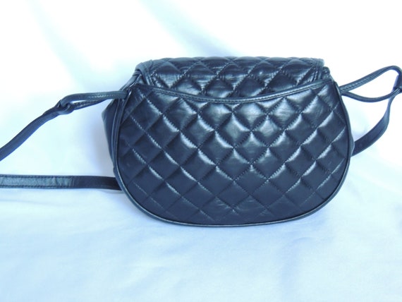 Vintage Judith Leiber Black Quilted Leather Shoul… - image 2