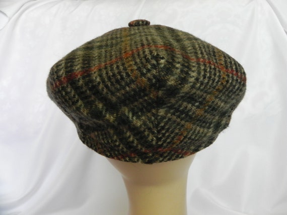 Vintage Beige and Black Wool Plaid Newsboy Cap Be… - image 4