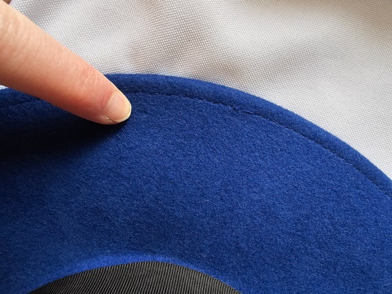 Vintage Royal Blue Wool Felt Fedora Style Dress H… - image 9