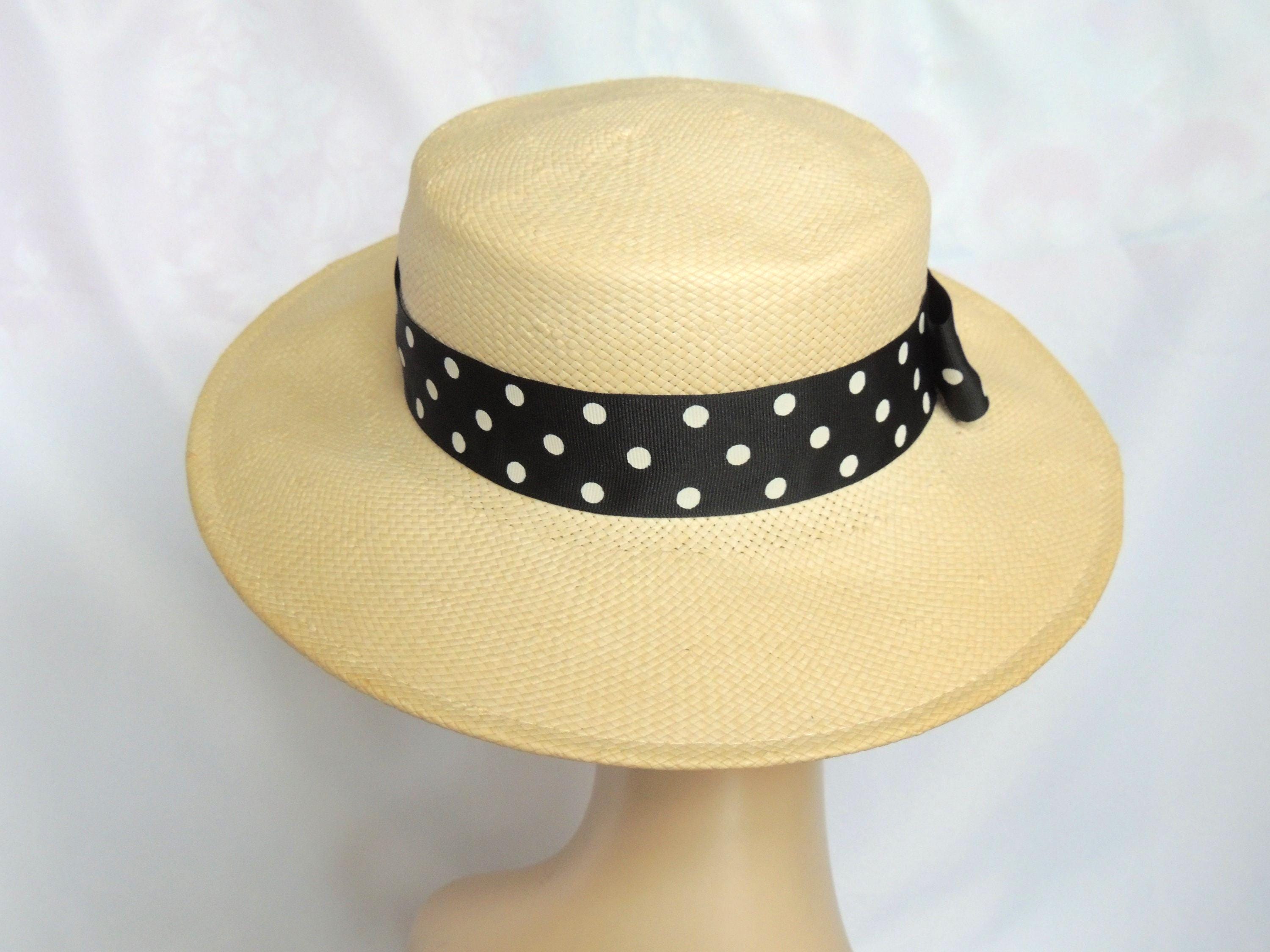 Vintage Natural Straw Wide Brim Derby Hat Straw Hat - Etsy display picture 3