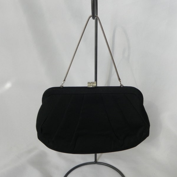 Small Black Silk Evening Bag Clutch Purse Handbag