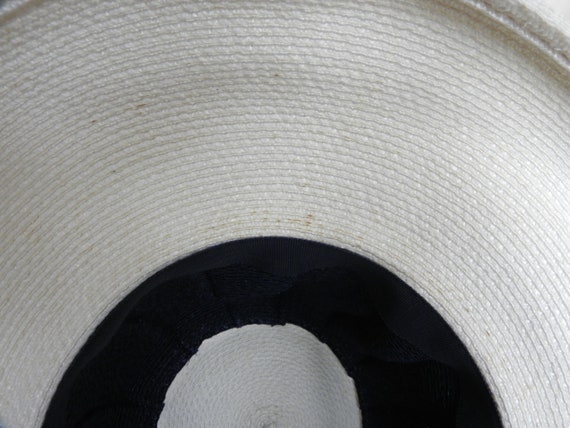 White and Blue Straw Synthetic Weave Bucket Hat W… - image 8