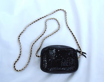 Vintage Whiting and Davis Small Black Mesh Crossbody Bag Shoulder Bag Evening Bag