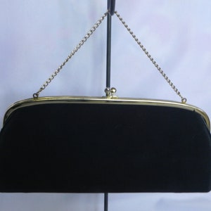 Black Silk Vintage Clutch Purse Evening Bag Handbag by HL Harry Levine