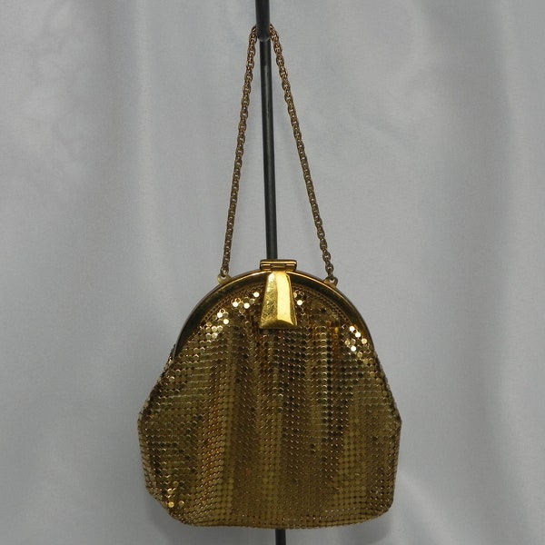 Gold Whiting and Davis 1930's Aluminum Mesh Art Deco Evening Bag Handbag Purse Coin Purse Pouch