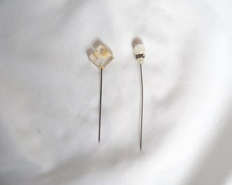 Vintage Antique Art Deco Hat Pins, Lucite & Faux Pearl Set