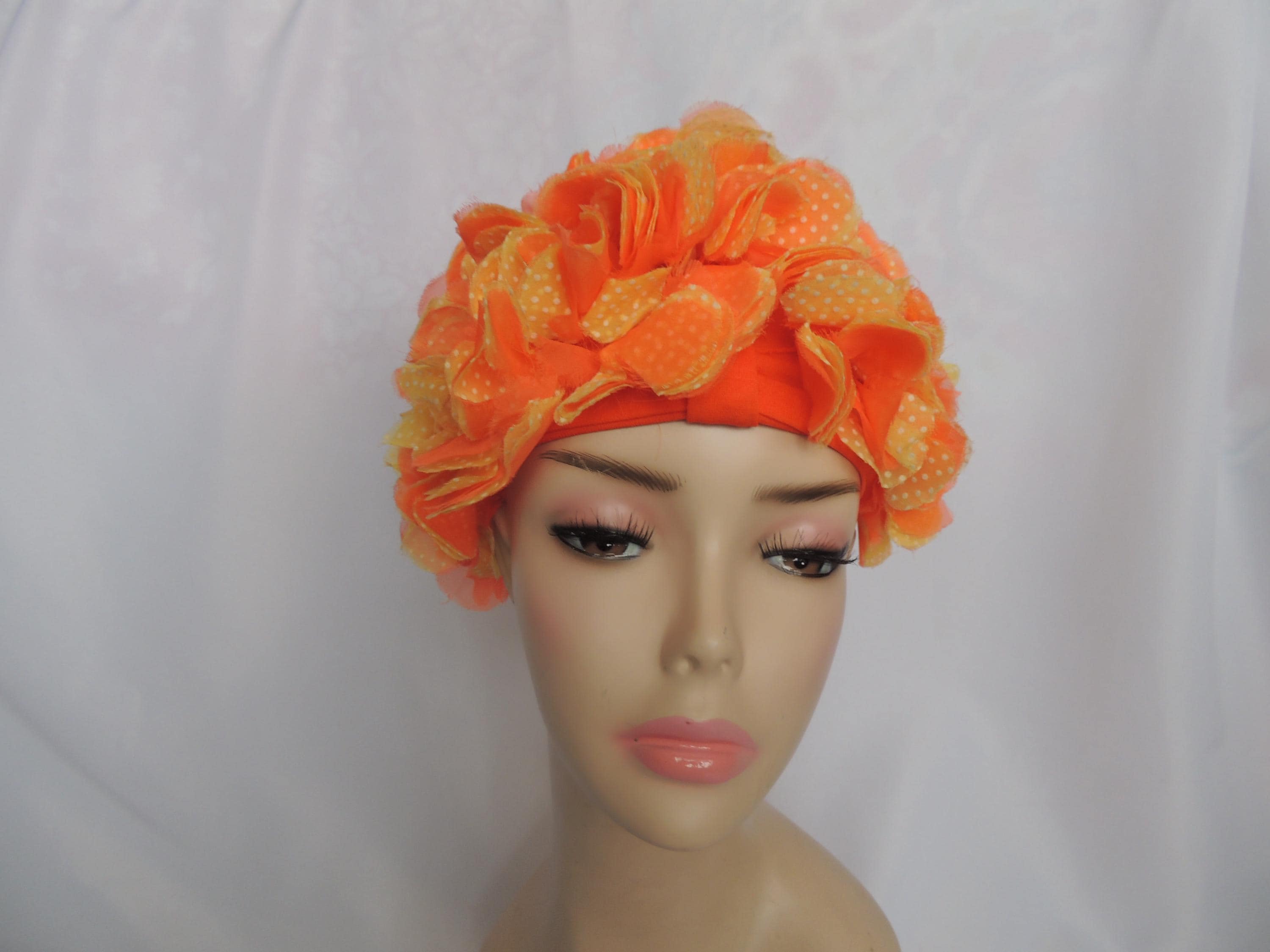 Mr Kent Original Turban Vintage Hat Orange Women MCM Mid Century Retro 60s Vintage Yellow and Orange MCM Mid Century Modern Turban Hat  main image 4