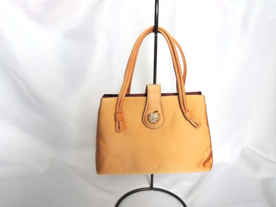 Vintage Miss Lewis Gold Silk 3 Compartment 1960's Handbag Evening