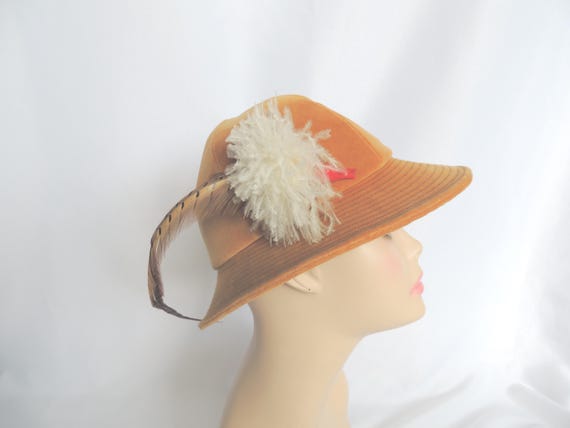 Vintage Adolfo Cream Hat with Red Feather and Gold Accents Adolfo | Accessories | Vintage Adolfo Ii Womens Feathered  main image 2