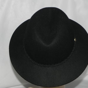 Black Wool Felt Unisex Gamblers Hat Bolero Hat Wide Brim Hat Safari Hat image 4