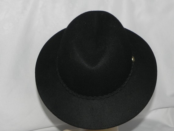Black Wool Felt Unisex Gamblers Hat Bolero Hat Wi… - image 4