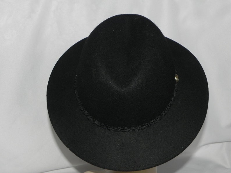 Black Wool Felt Unisex Gamblers Hat Bolero Hat Wide Brim Hat Safari Hat image 4