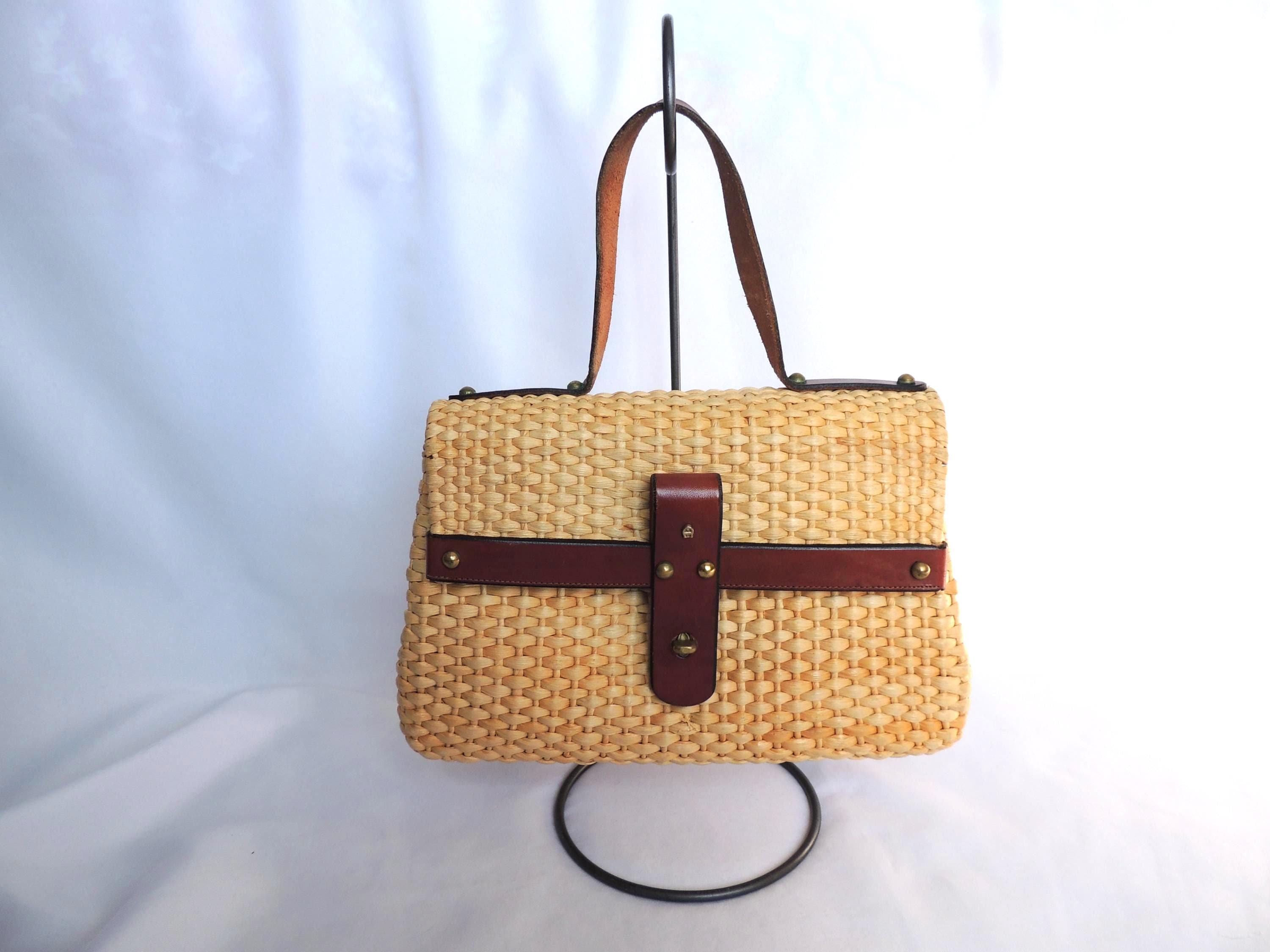 Vintage Eitenne Aigner Natural Straw Handbag Purse - Etsy