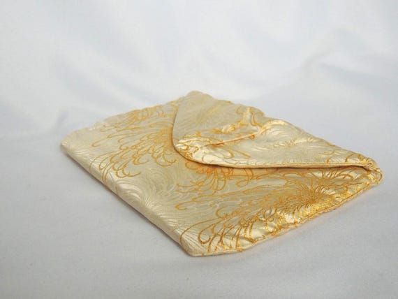 Vintage Coblentz Ivory and Gold Jacquard Fabric Clutch Purse Evening Bag by Coblentz Original View 6