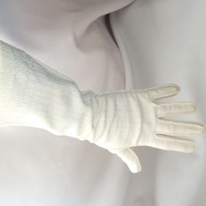Vintage Longs gants blancs en coton perlé Gants de soirée Gants de mariage Gants de Pâques Gants du dimanche Gants de bal