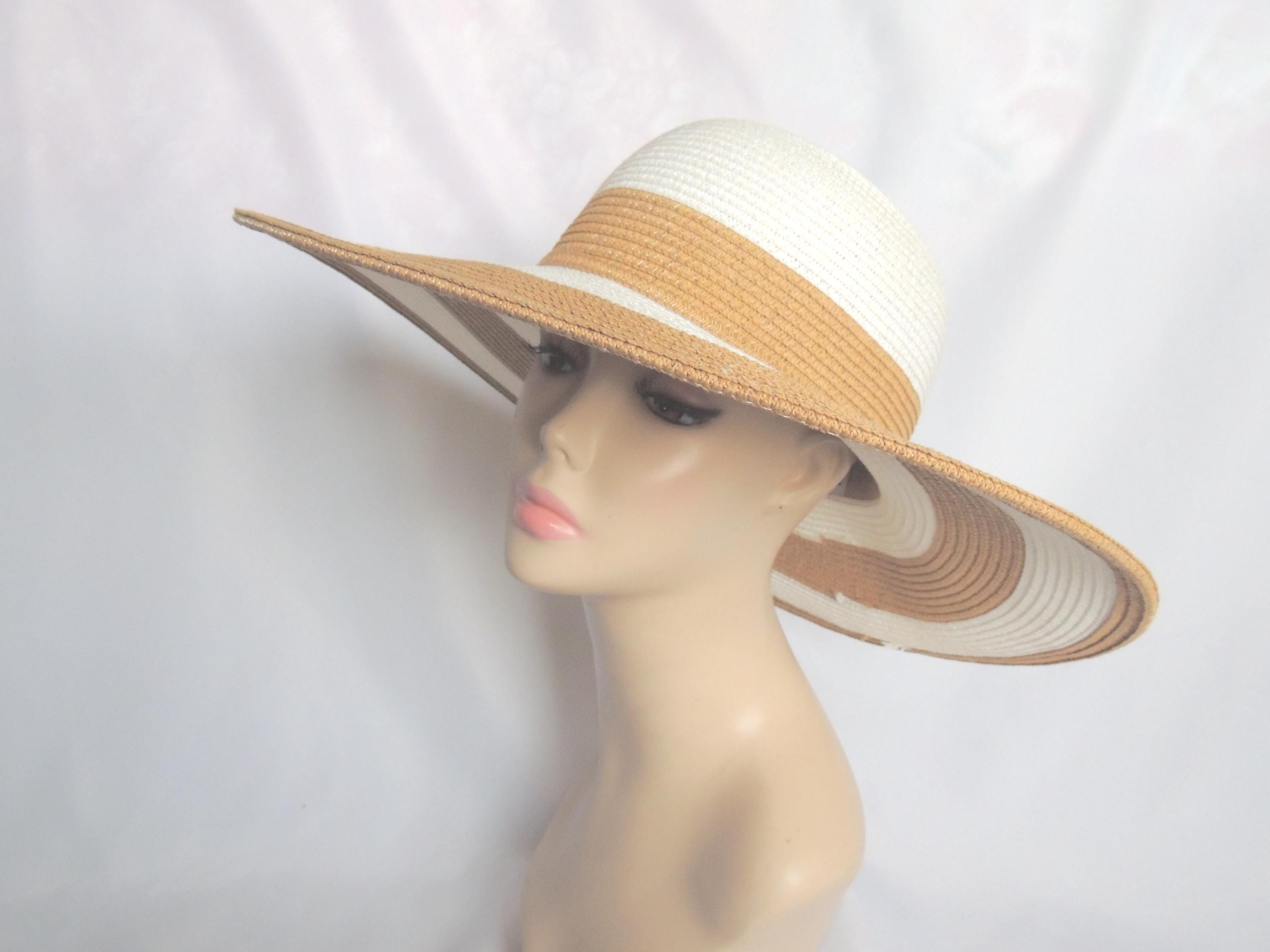 Oversized Tan Striped Floppy Straw Sun Hat Wancir Beach Hats for Women Big Straw Wide Brim Summer Hat  main image 3