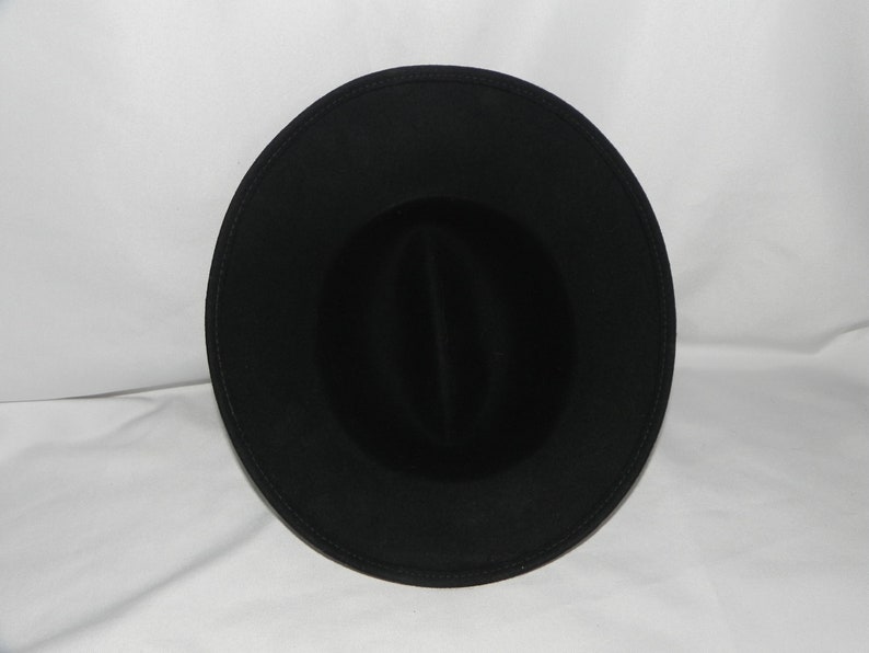 Black Wool Felt Unisex Gamblers Hat Bolero Hat Wide Brim Hat Safari Hat image 5