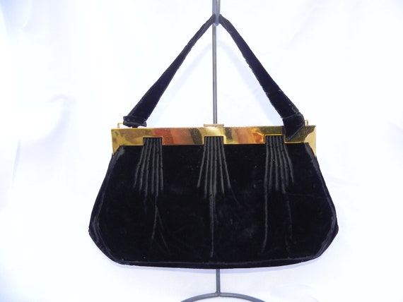 Black Velvet Lucien LaLong 1920's French Art Deco… - image 1