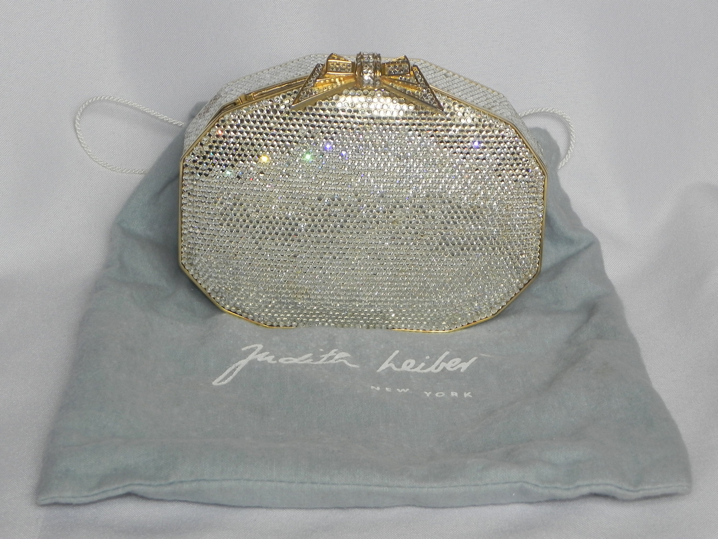 Judith Leiber Vintage Silver Crystal Clutch Purse Rhinestone Sparkling Rare  mint