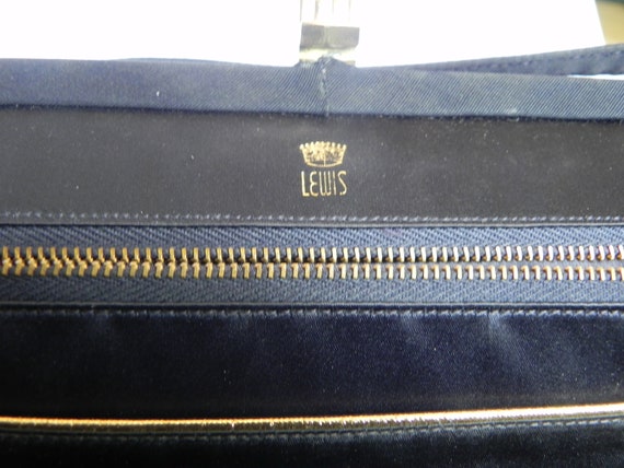 Black Silk Crown Lewis Handbag Purse Mid Century … - image 8