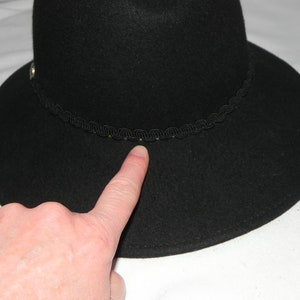 Black Wool Felt Unisex Gamblers Hat Bolero Hat Wide Brim Hat Safari Hat image 6