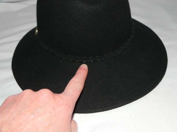 Black Wool Felt Unisex Gamblers Hat Bolero Hat Wi… - image 6