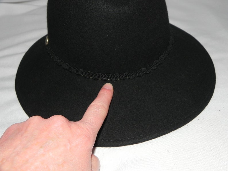 Black Wool Felt Unisex Gamblers Hat Bolero Hat Wide Brim Hat Safari Hat image 6