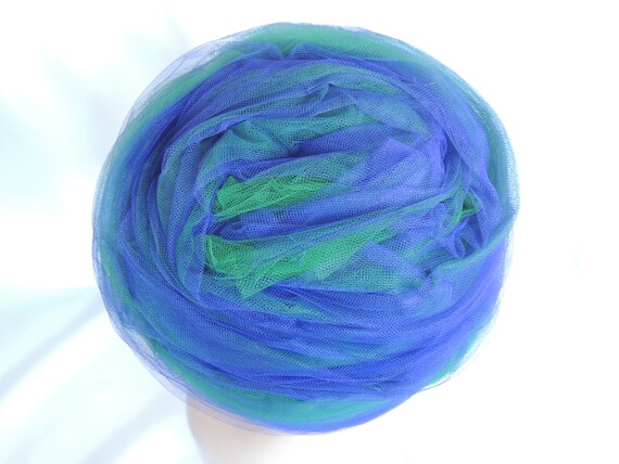 Vintage Blue and Green Tulle Turban Hat Dress Hat… - image 6