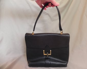 Moderne Mid Century Schwarze Leder Französische Handtasche für Macy Associate