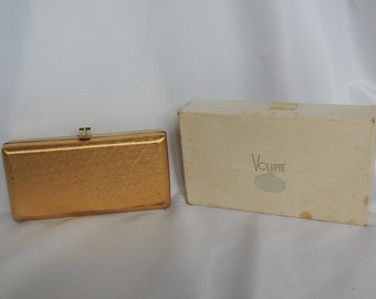 Vintage Gold Hard Shell Abendtasche Handtasche Clutch Portemonnaie von Volupte