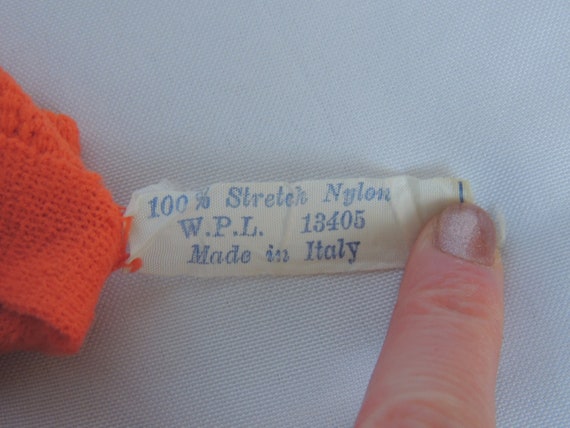 Vintage Italian Orange Short Knit Dress Gloves Ea… - image 9