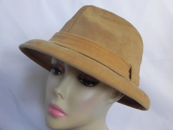 Vintage Stetson Tan Suede Men's Fedora Hat with H… - image 2