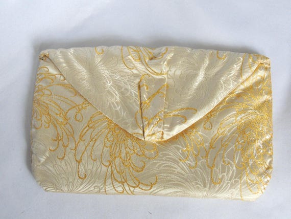 Vintage Coblentz Ivory and Gold Jacquard Fabric Clutch Purse Evening Bag by Coblentz Original