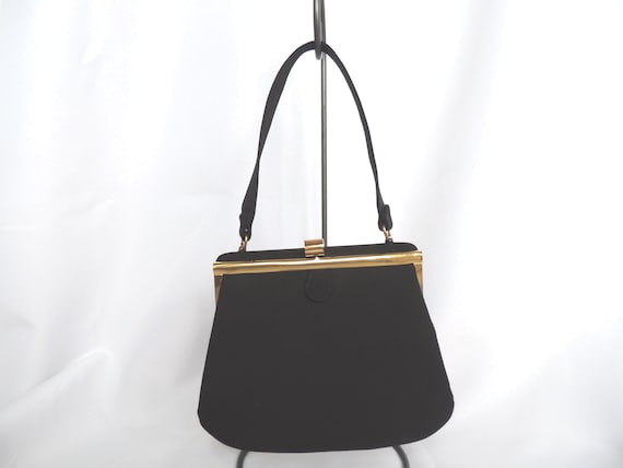 Vintage Black Silk Handbag Purse Evening Bag by MM Morris