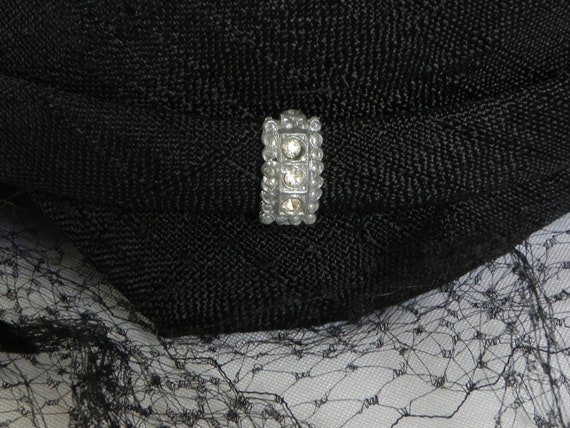 Black Linen Pillbox Hat Cocktail Hat Evening Hat … - image 7