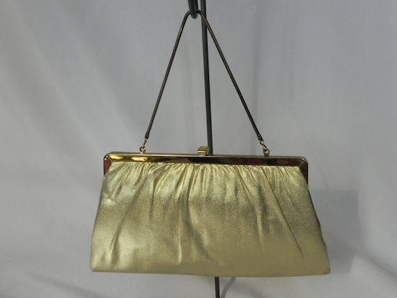 Gold Lame' Harry Levine Clutch Purse Evening Bag … - image 2