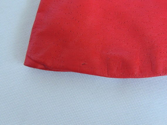Vintage Red Leather Short Driving Gloves Dress Gl… - image 10