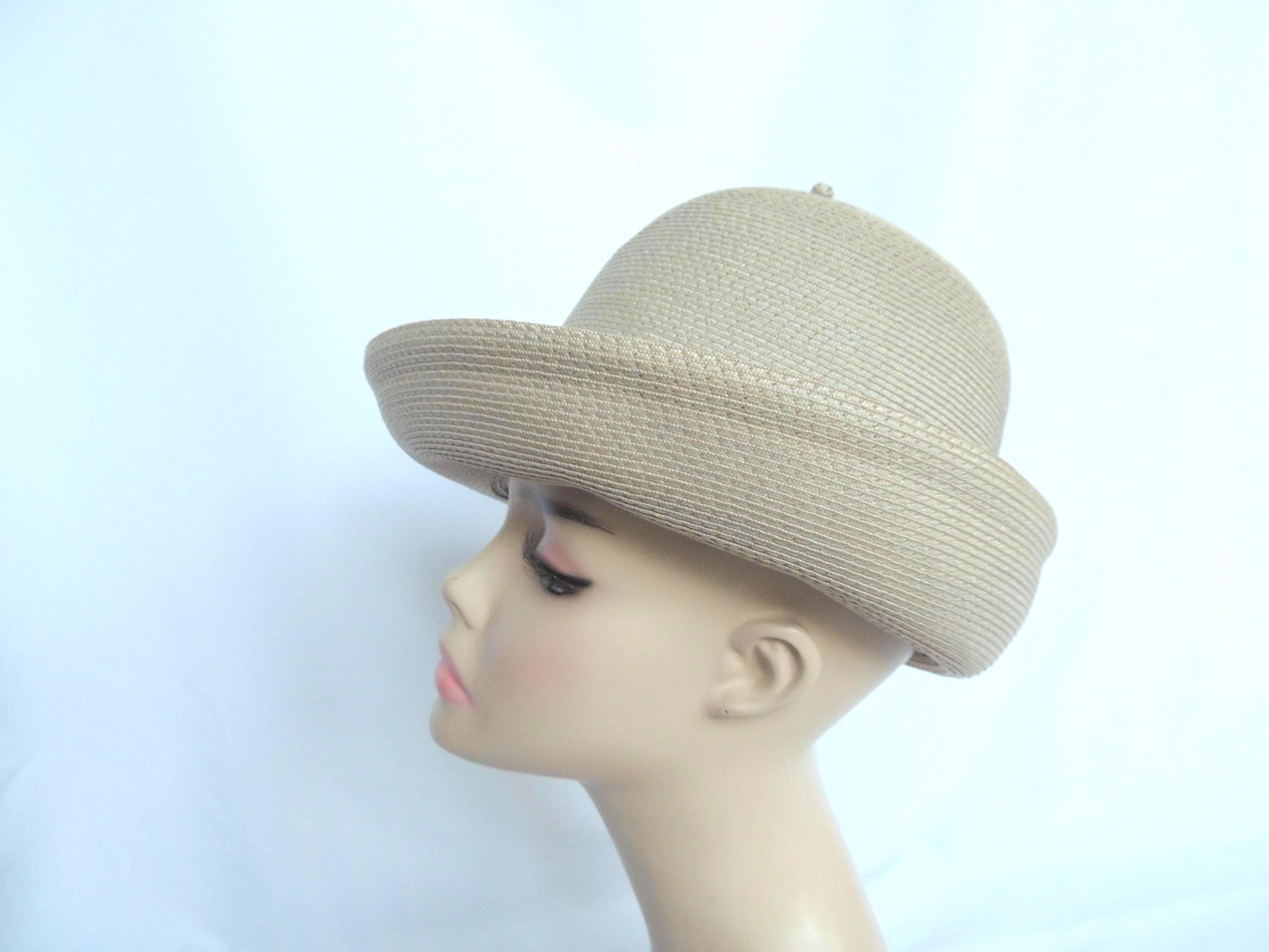 Vintage Beige/taupe Straw Fedora Style Hat by Sylvia Dress 