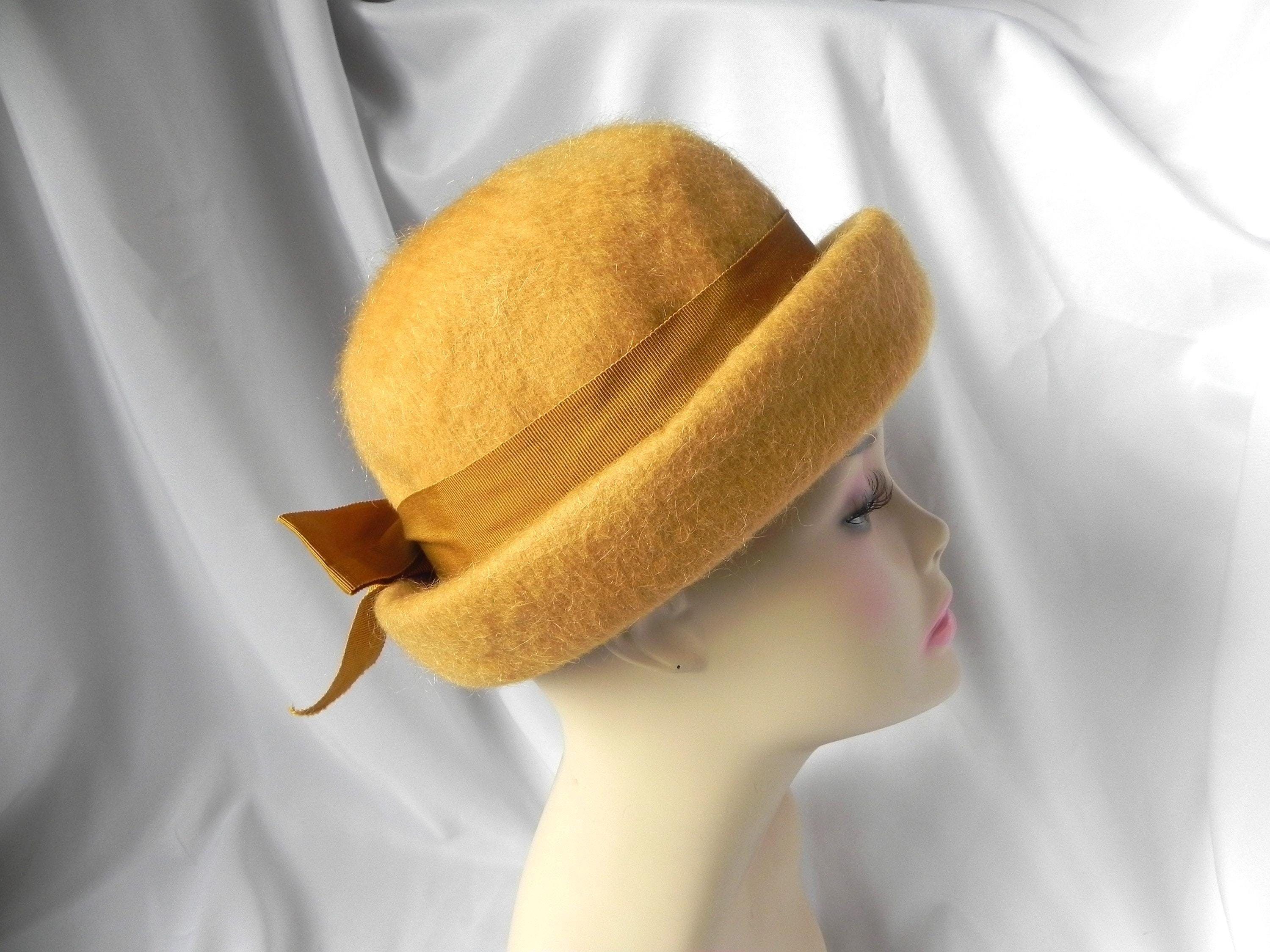 Vintage 60s Camel Wool Cloche Hat Leather Bow Henry Pollak Henry Pollak Hat - Etsy main image 4
