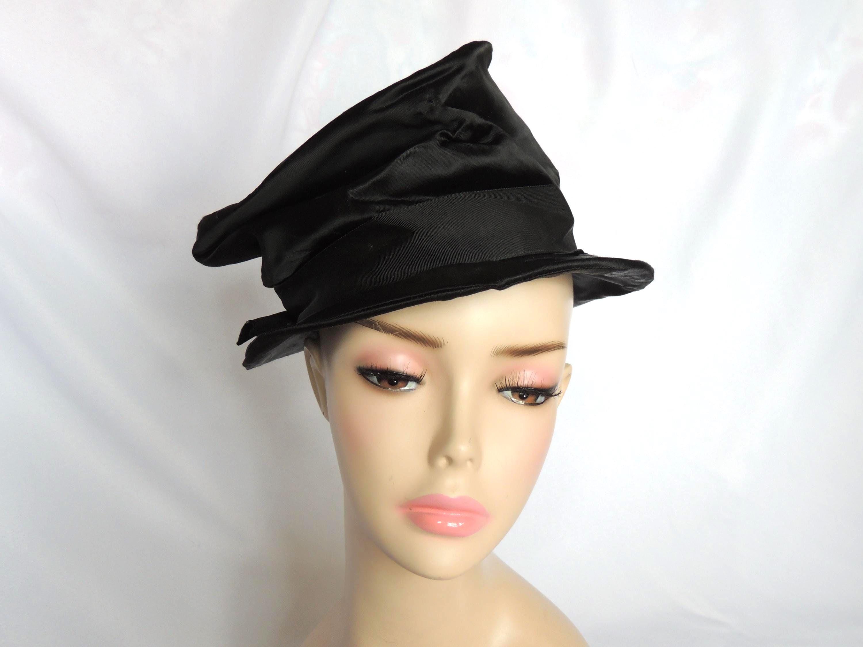 Vintage 60s Women\'s Black Wool Cossack Hat Pearl Rhinestone Trim Cloche Cloche 1960s Vintage Hats for Women for sale | eBay main image 4