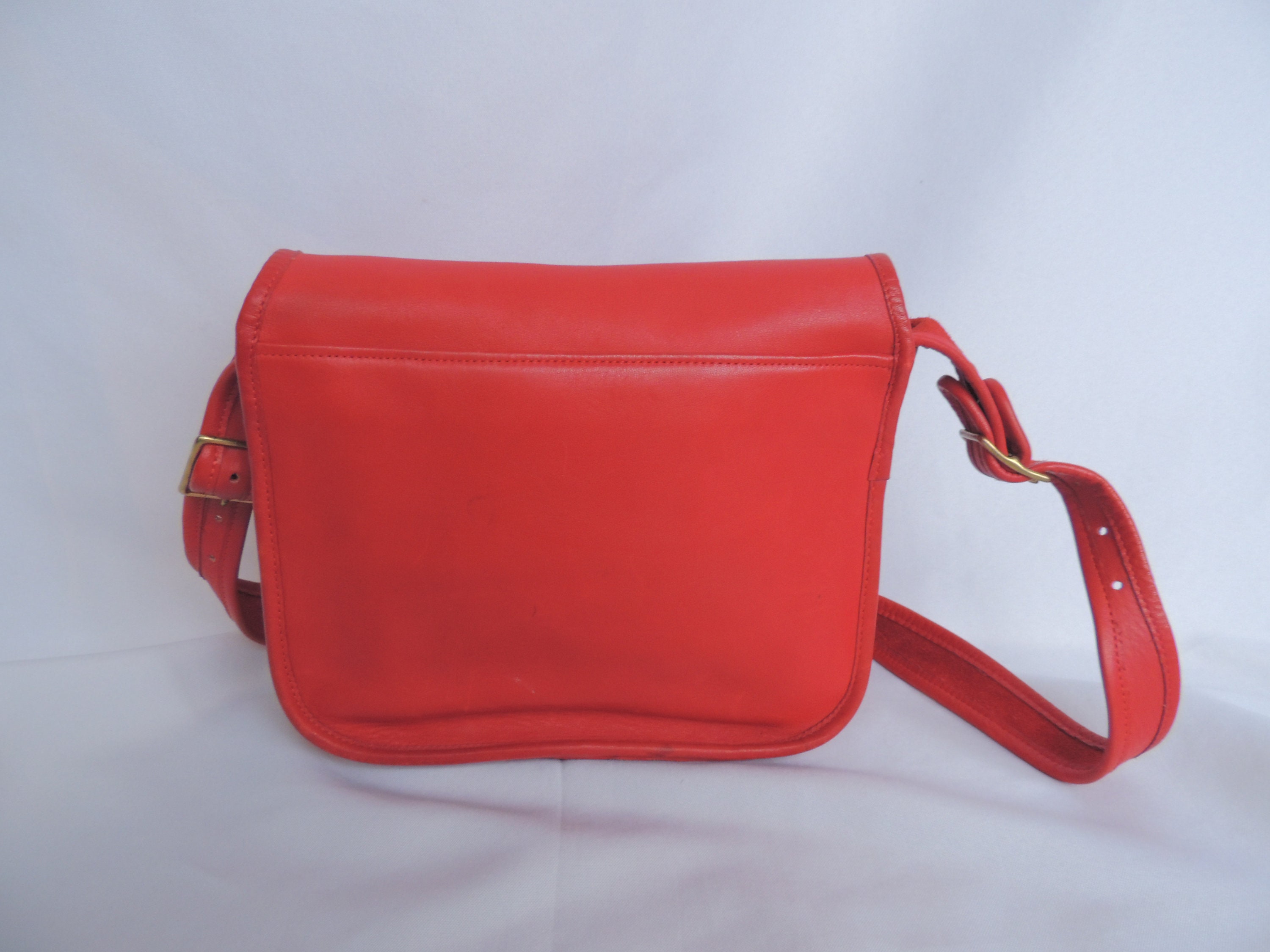 Vintage Coach Red Leather NYC Saddle Bag Shoulder Bag