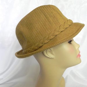 Vintage Tan gewebte Wolle Herren Unisex Fedora Trilby Hut von Borsalino USA Größe 7 3/8