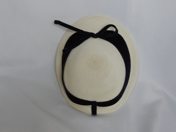 Vintage Off White/Ivory Straw Fascinator Mini Hat… - image 5