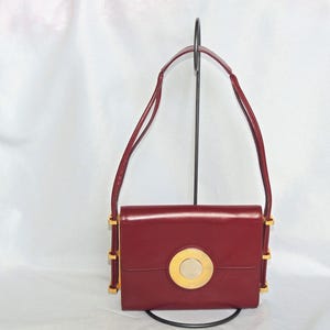 Vintage Sacha Italy Oxblood/Burgundy Red Leather Shoulder Bag Handbag Purse Italian Leather Modern Motif