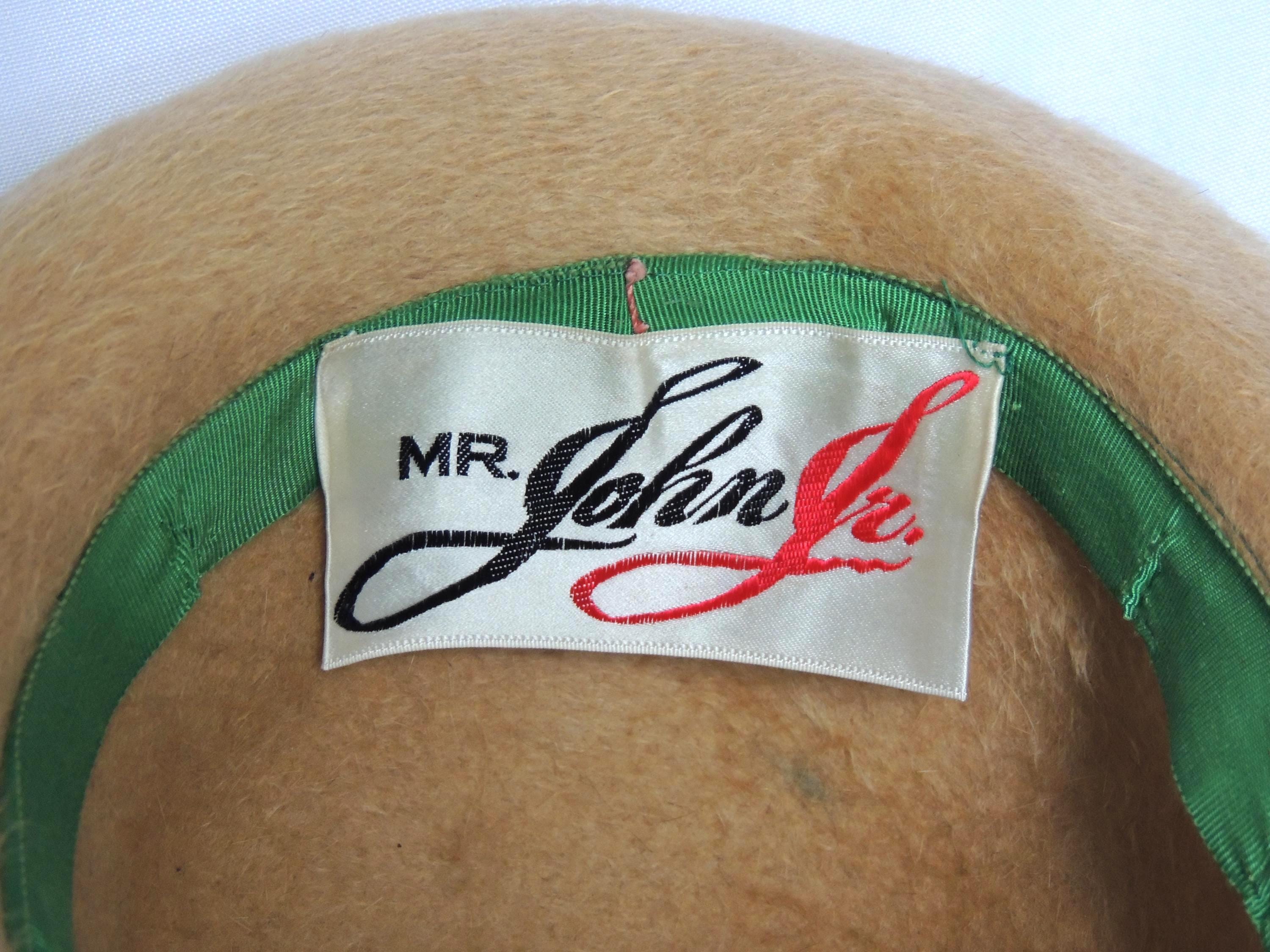 Vintage Mr. John Jr. Tan Felted Fur Dress Hat Bucket/fedora 