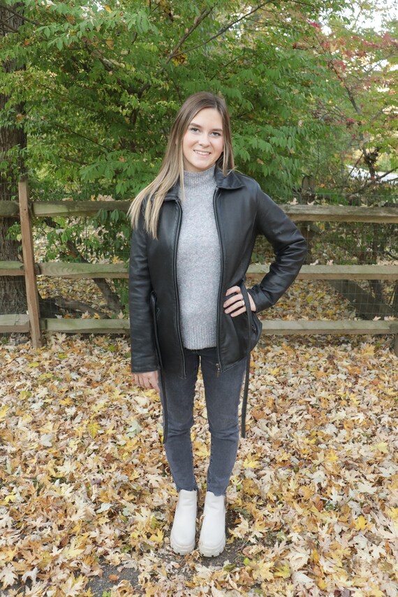 90s vintage short leather jacket （ S ） Size S//vintage 90s Cropped Leather Jacket - Etsy