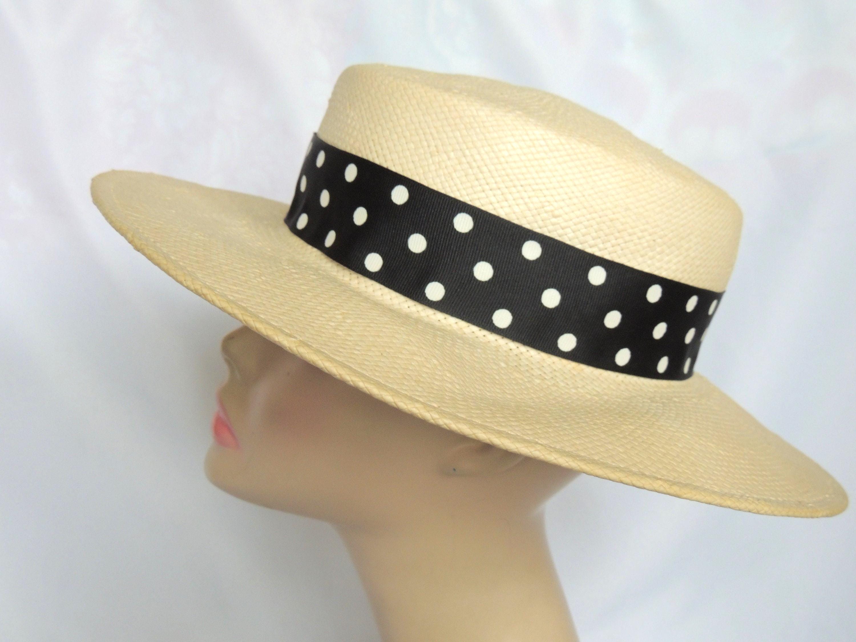 Vintage Natural Straw Wide Brim Derby Hat Straw Hat - Etsy display picture 1