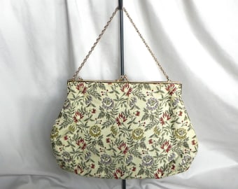 Sac à main tapisserie floral Tapestry vintage beige/or